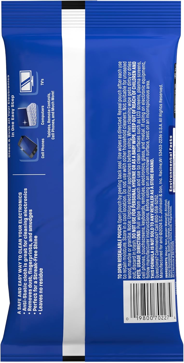 Windex Electronic Cleaning Wipes – Thoughtful Tech Gift for Her, Travel-Friendly Pouch for Daily Screen Care
