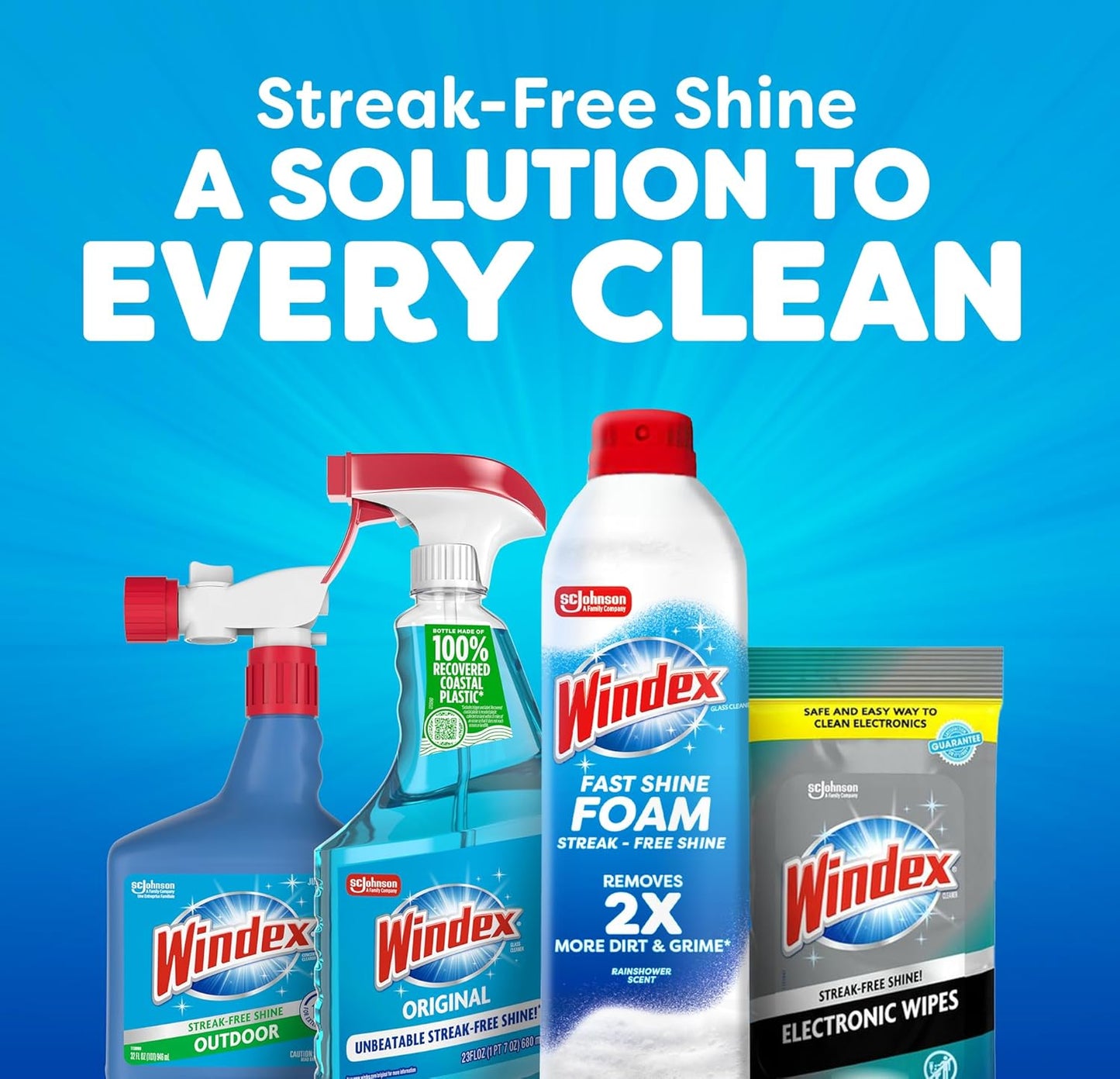 Windex Fast Shine Foam Glass Cleaner – Child-Safe Storage with Twist-Lock Cap for Busy Family Homes