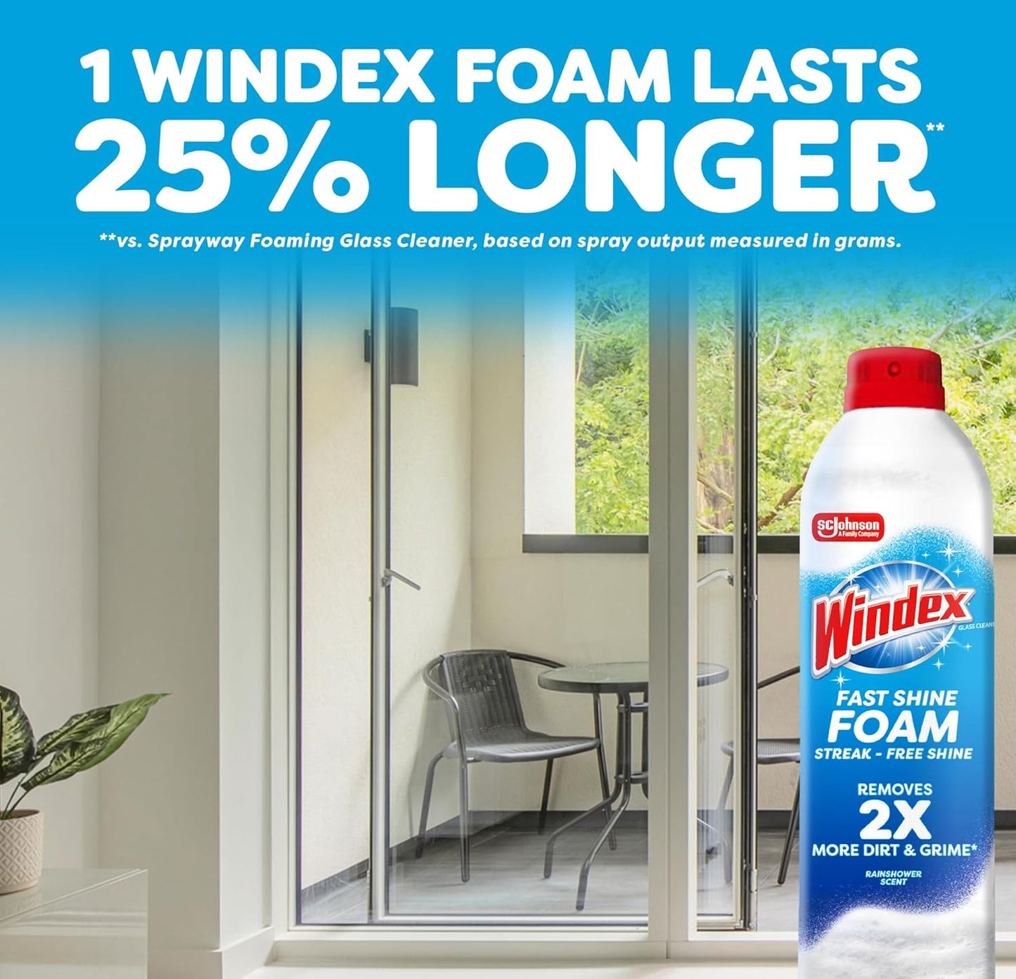 Windex Fast Shine Foam Glass Cleaner – Child-Safe Storage with Twist-Lock Cap for Busy Family Homes