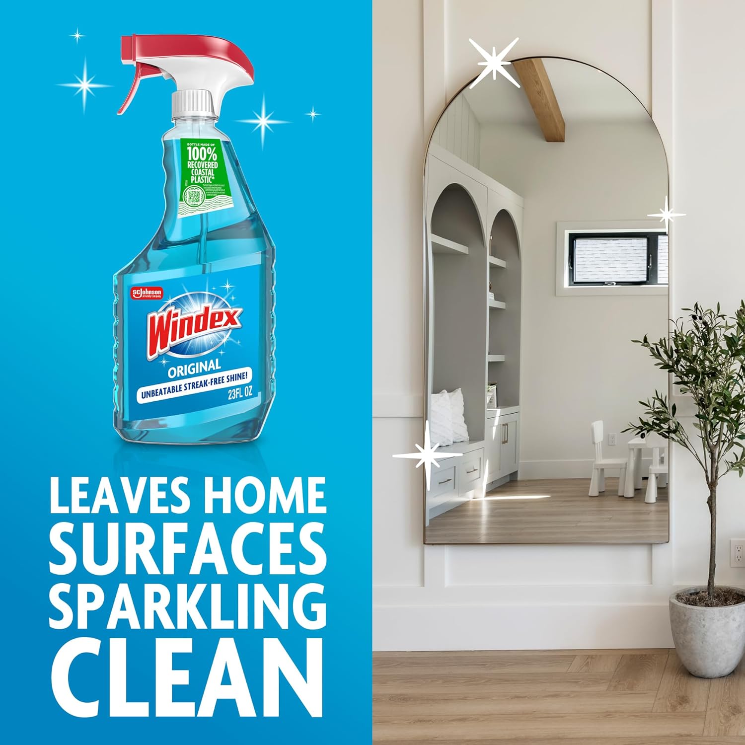 Windex Original Blue Glass Cleaner – Wind-Down Ritual Spray for Bathroom Mirrors and Calming Spaces