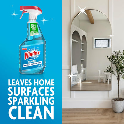 Windex Original Blue Glass Cleaner – Wind-Down Ritual Spray for Bathroom Mirrors and Calming Spaces