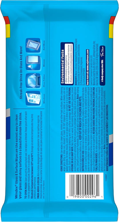 Windex Pre-Moistened Glass Wipes – Quick Conference Room and Reception Desk Touch-Ups Between Meetings