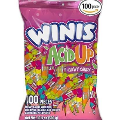 Winis Sour & Spicy Mexican Taffy – Allergy-Friendly Candy for Kids Lunchboxes and School Snacks, 4 Oz Variety Bag
