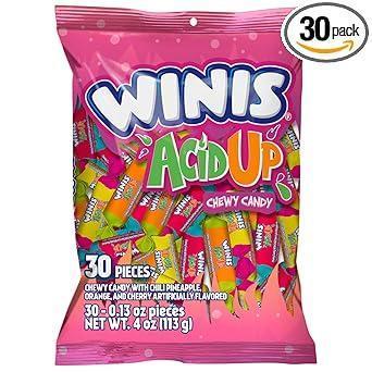 Winis Sour & Spicy Mexican Taffy – Allergy-Friendly Candy for Kids Lunchboxes and School Snacks, 4 Oz Variety Bag
