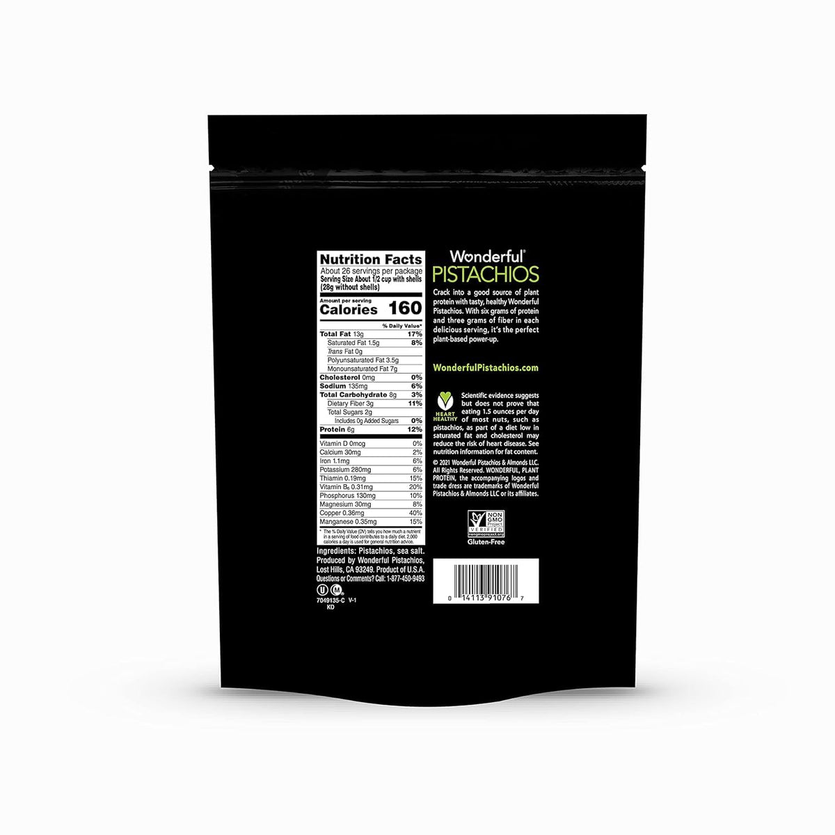 Wonderful Pistachios In Shell, Lightly Salted – School Lunchbox Protein Snack Kids Love to Crack Open