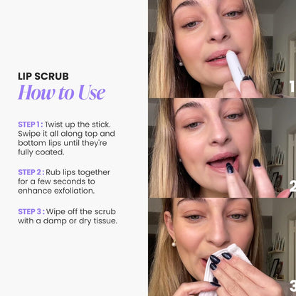 Wonderskin Lip Scrub – Bedside Self-Care Ritual, Gentle 3-in-1 Lip Exfoliator and Nighttime Balm