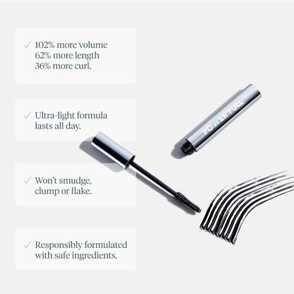 Wonderskin Mascara - Elegant Birthday Gift for Her, Volumizing and Curling Black Lash Makeup in Tube