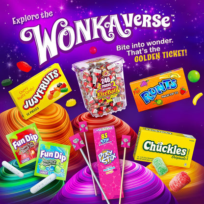 Wonka Jujyfruits Assorted Chewy Gummy Candy, 5 Flavors in One 12oz Bag for Kids' Lunchboxes and Party Tables