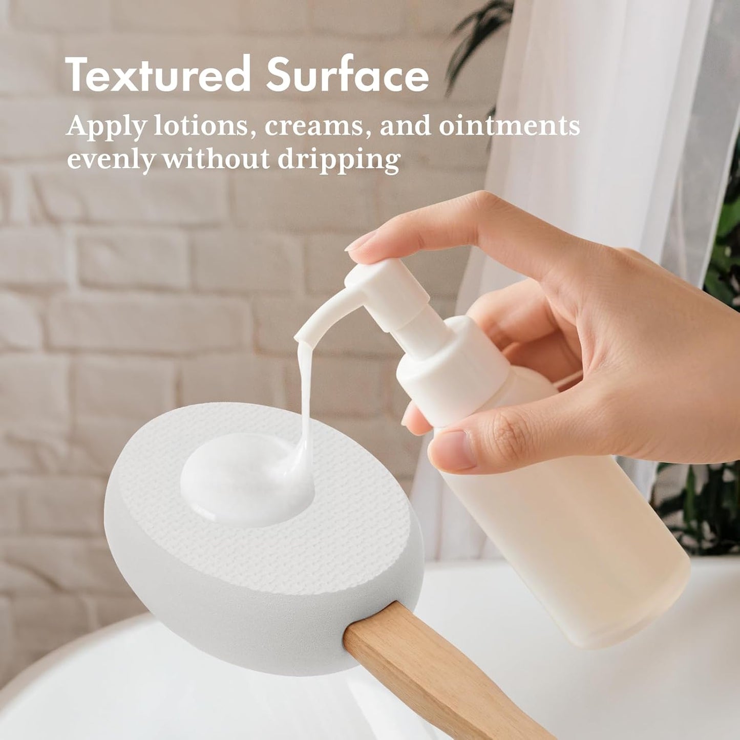 wooden handle with textured non-slip rubber sleeve