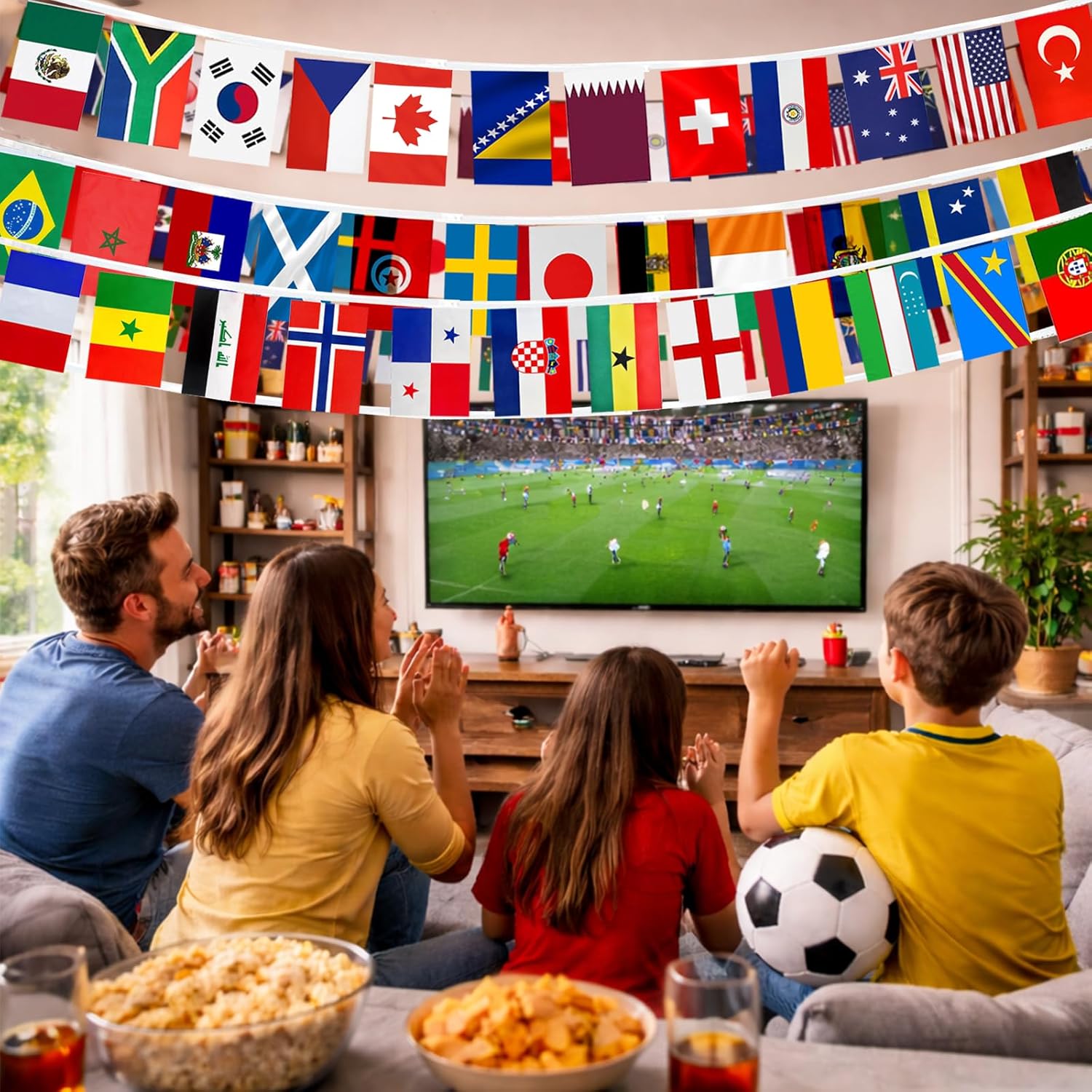 World Cup 2026 Double-Sided Flag Banner for Bedroom and Living Room Aesthetic, 48 Country Nylon String Set for Soccer Home Decor