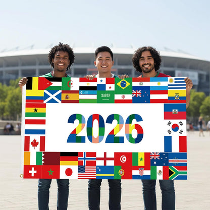 World Cup Flag 2026 – Thoughtful Housewarming Gift for Football Lovers, Washable Wall Hanging