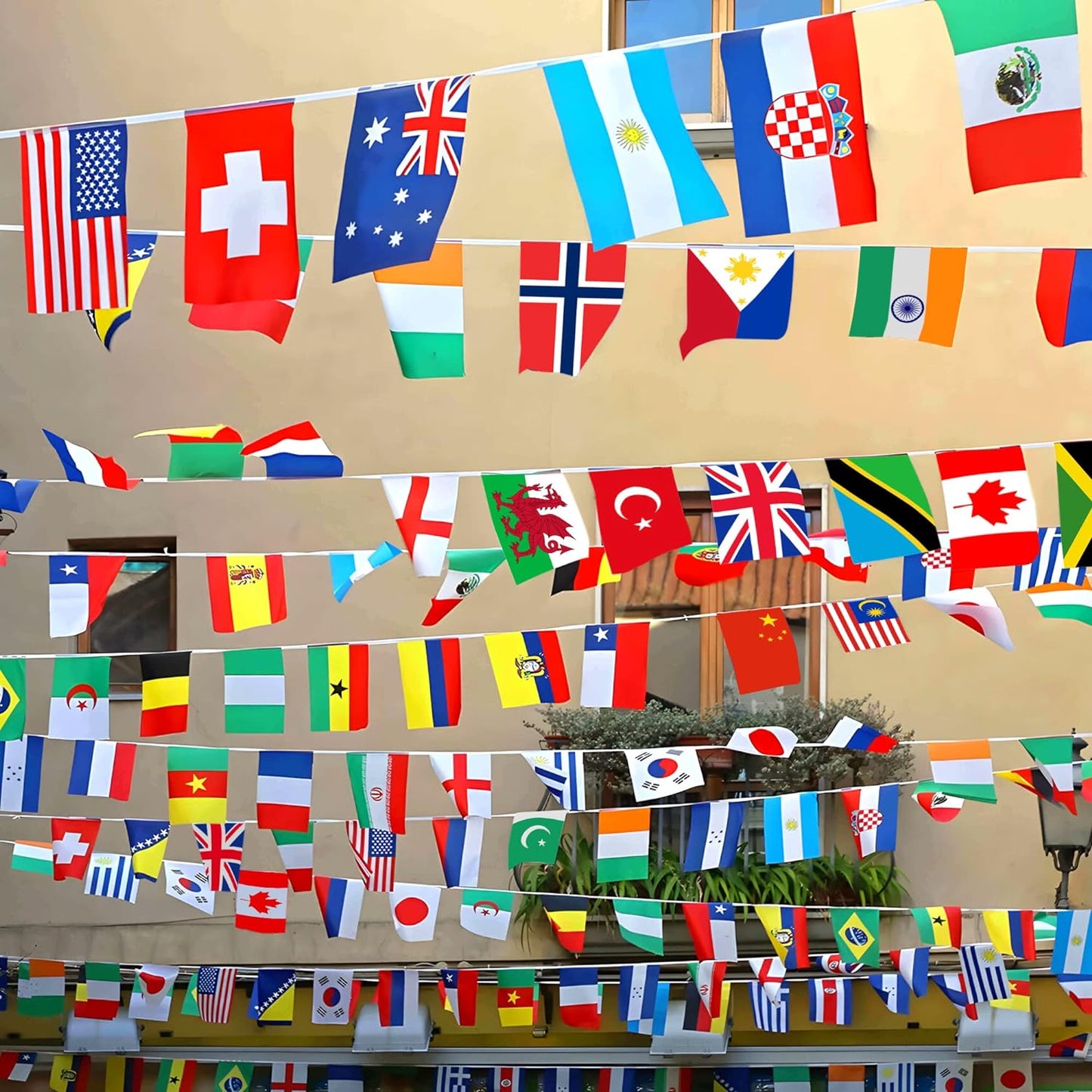 World Map Wall Decoration – 82 ft Country Flag Bunting for Modern Home Décor & Cozy Living Spaces