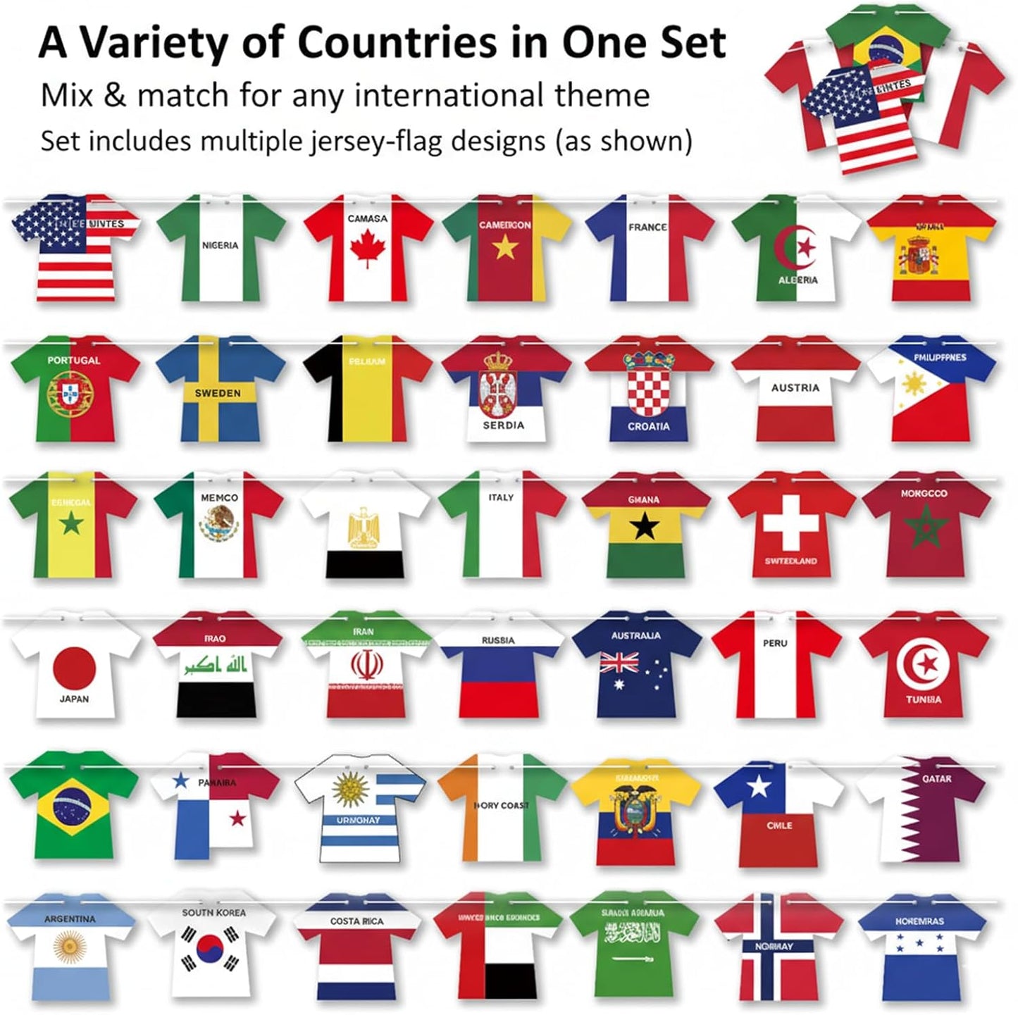 WorldDecor Bedroom Wall Decor 2026 World Cup Country Flag Banner Reusable Cardstock Bunting for Festive Living Spaces