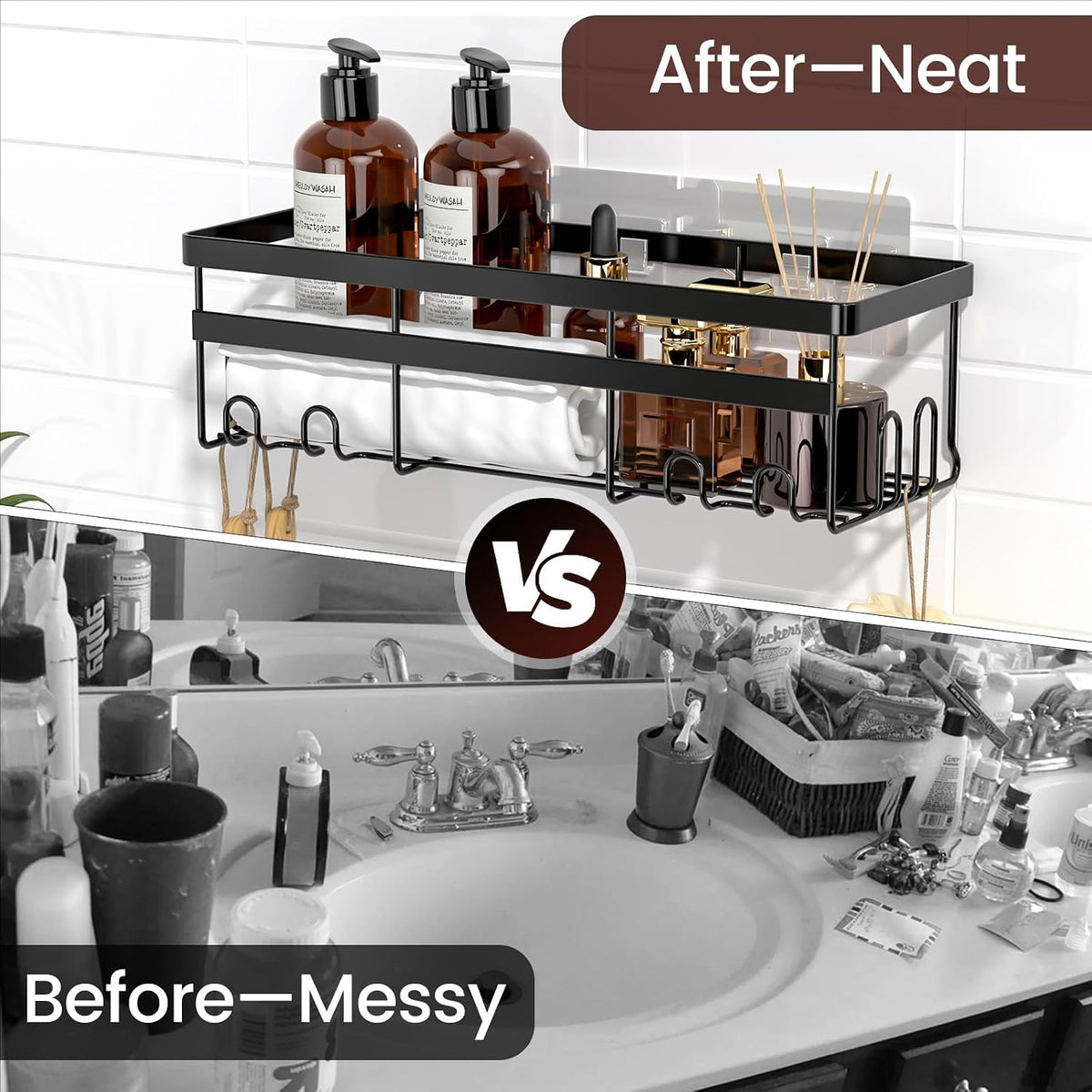 WOWBOX Rust-Proof Wall Caddy – 30 lb Capacity Shelf for Streamlined Shower Workflows