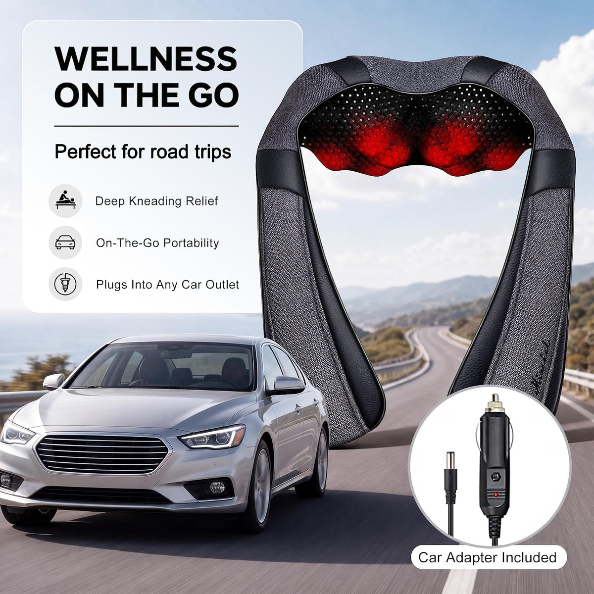 wrap-around ergonomic 3d kneading nodes targeting neck, back, waist, shoulders, and limbs