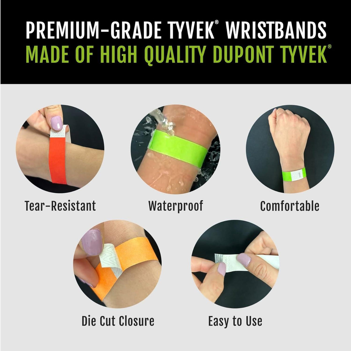 WristCo Tyvek Wristbands for Outdoor Events – Tear-Resistant Bracelets for Stadiums