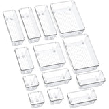 SMARTAKE 13-Piece Drawer Organizers with Non-Slip Silicone Pads, 5-Size Spa-Inspired Trays for Bathroom Vanity and Aromatherapy Storage