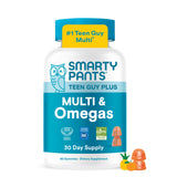 SmartyPants Teen Guy Plus Multi & Omegas Multivitamin Gummies – On-the-Go Omega-3 and Vitamin D3 for Teen Sports and Outdoor Adventures, Pineapple Orange