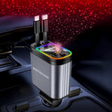 LISEN Retractable Car Charger 4 in 1 – Road Trip and Camping SUV Charger for Charging Four Devices at Once in Any Vehicle