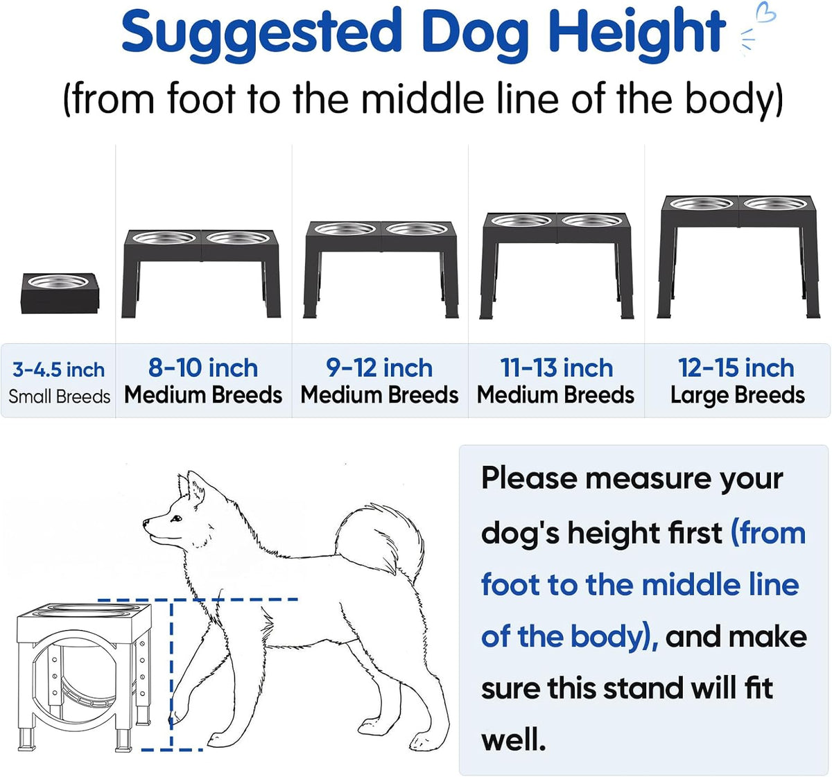 XIAZ Elevated Dog Bowls – Thoughtful Gift for Dog Parents, Adjustable Raised Feeding Station for Large and Medium Breed Pups