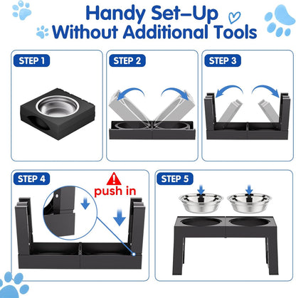 XIAZ Elevated Dog Bowls – Thoughtful Gift for Dog Parents, Adjustable Raised Feeding Station for Large and Medium Breed Pups