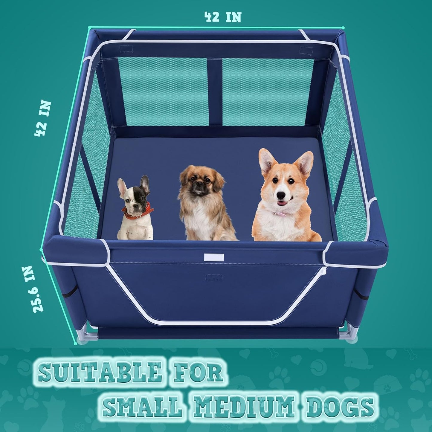 XVISHX 42x42 Puppy Playpen Portable – Foldable Pet Enclosure for Camping and Backyard