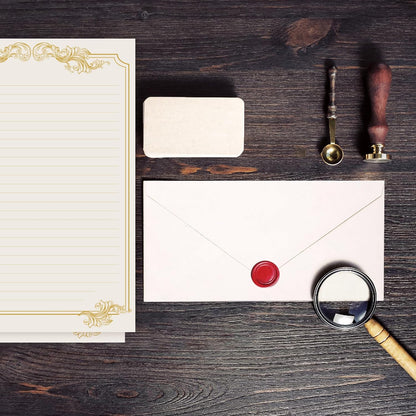 XXINMOH Designer Stationery Bundle – Archival-Quality Acid-Free Paper with Gold Foil Border for Elevated Gift Giving