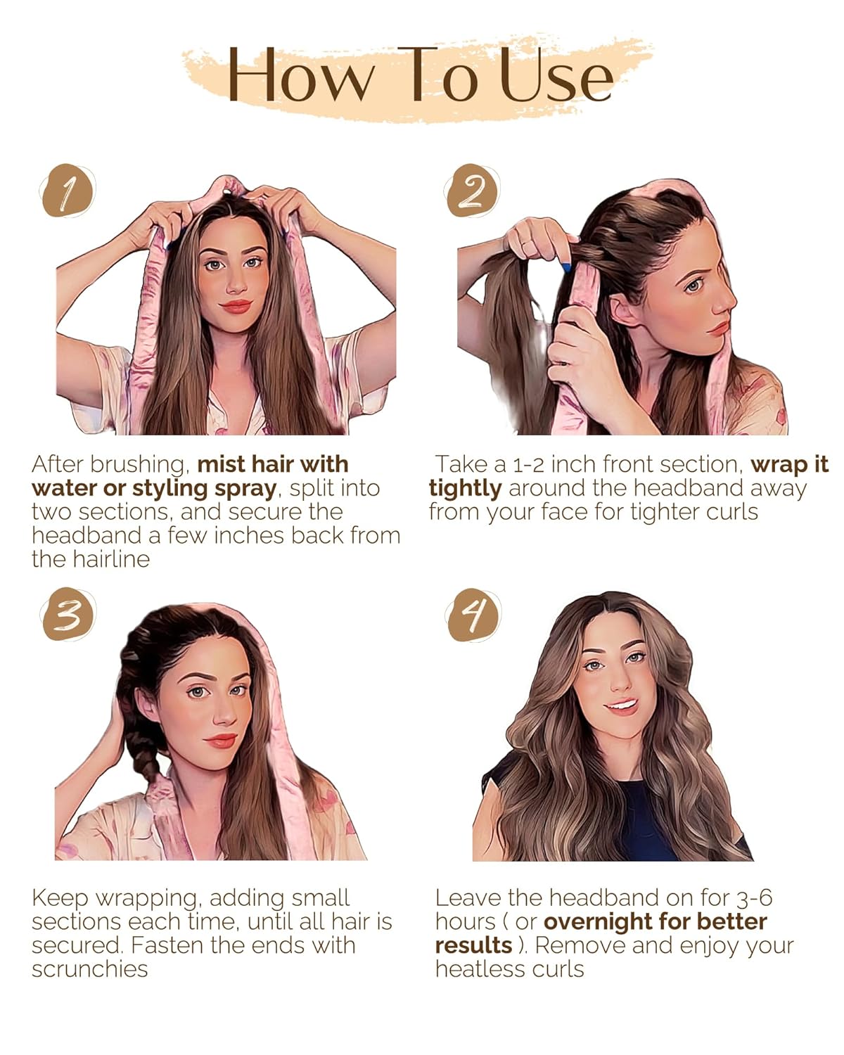 Yanibest Heatless Hair Curler – Damage-Free Bedtime Hair Ritual, Overnight Ribbon Wrap for Healthy Long Hair