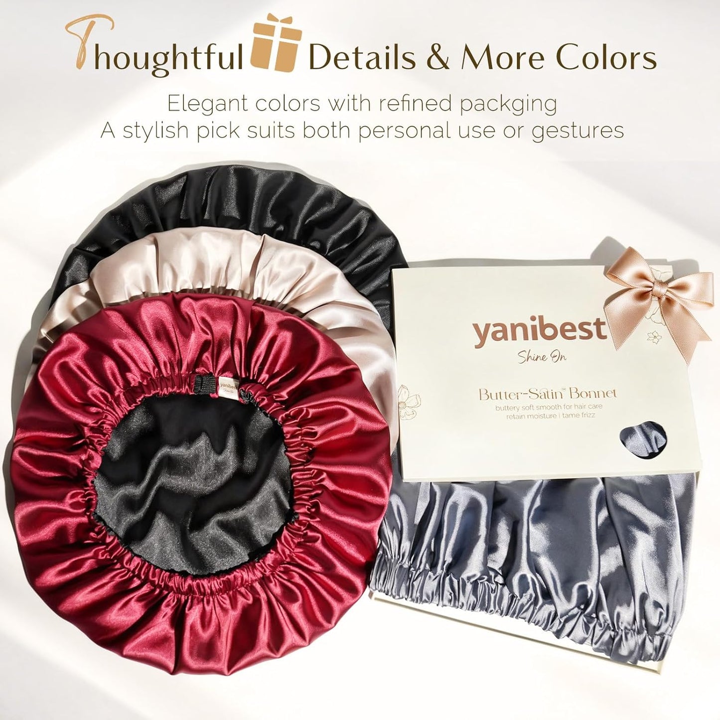 YANIBEST Satin Bonnet for Women – Self-Care Bedtime Essential, Gentle Hair Protection for Restorative Sleep