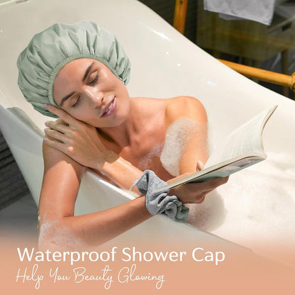 Yanibest Shower Cap – Clean-Lined Bathroom Essential for Women, Frosted PEVA Waterproof Bonnet in Neutral Tones