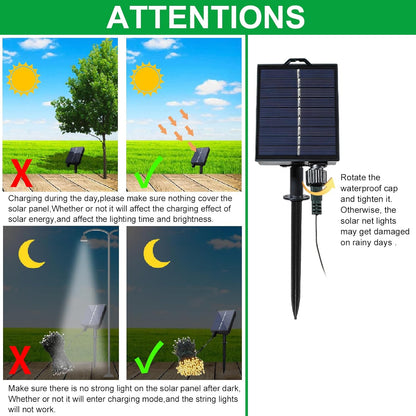 YAOZHOU Solar Powered Net Lights – Weatherproof 9.9x6.6 ft Holiday Mesh for Outdoor Dining, Picnics & Lawn Parties