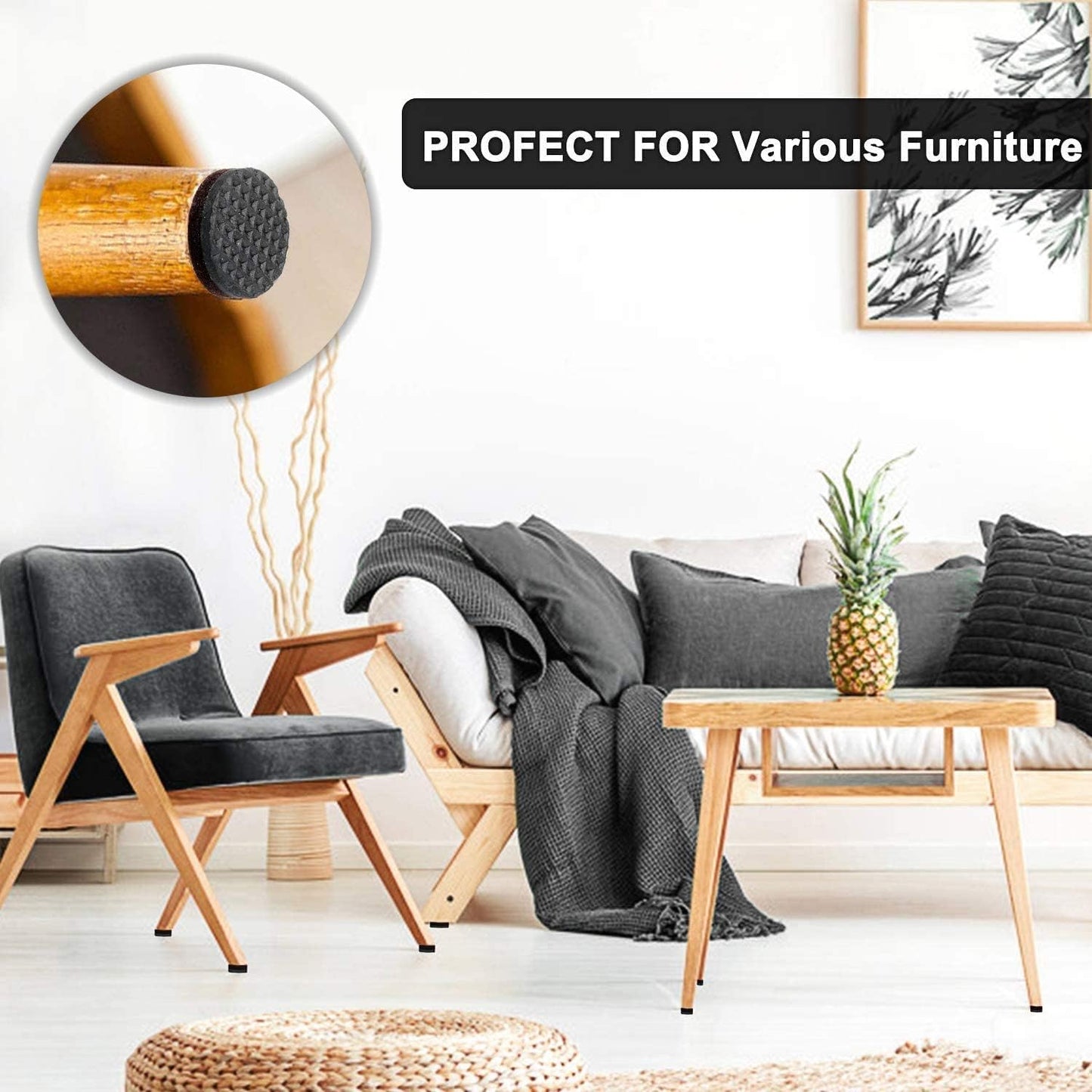 Yelanon Self Adhesive Furniture Grippers – Family-Safe Anti-Slide Pads for Hardwood and Tile Floors