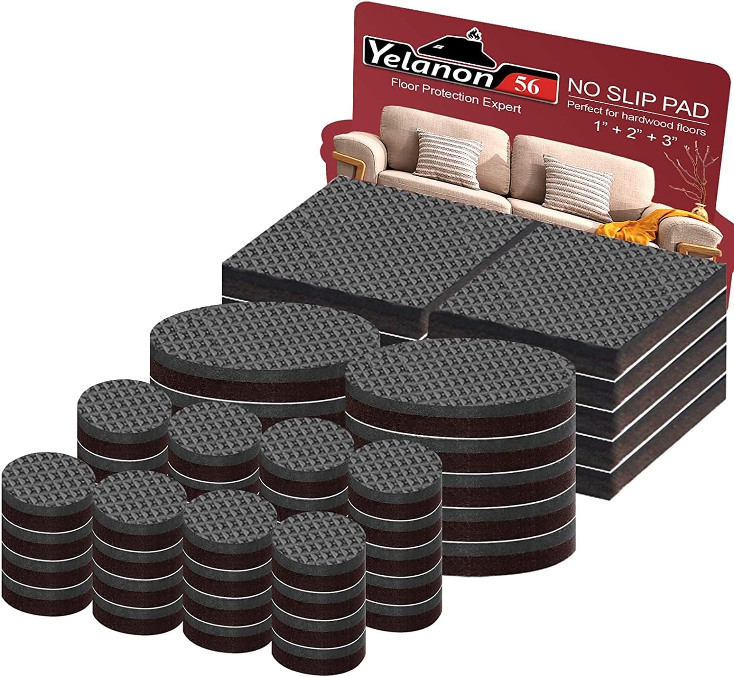 Yelanon Self Adhesive Furniture Grippers – Family-Safe Anti-Slide Pads for Hardwood and Tile Floors
