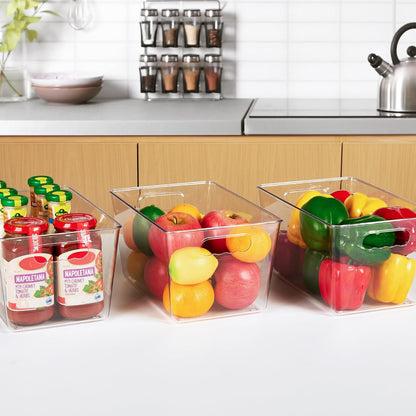 YIHONG Clear Storage Bins – Study Room Organizer for Notebooks and Supplies, Three-Size Stackable Set