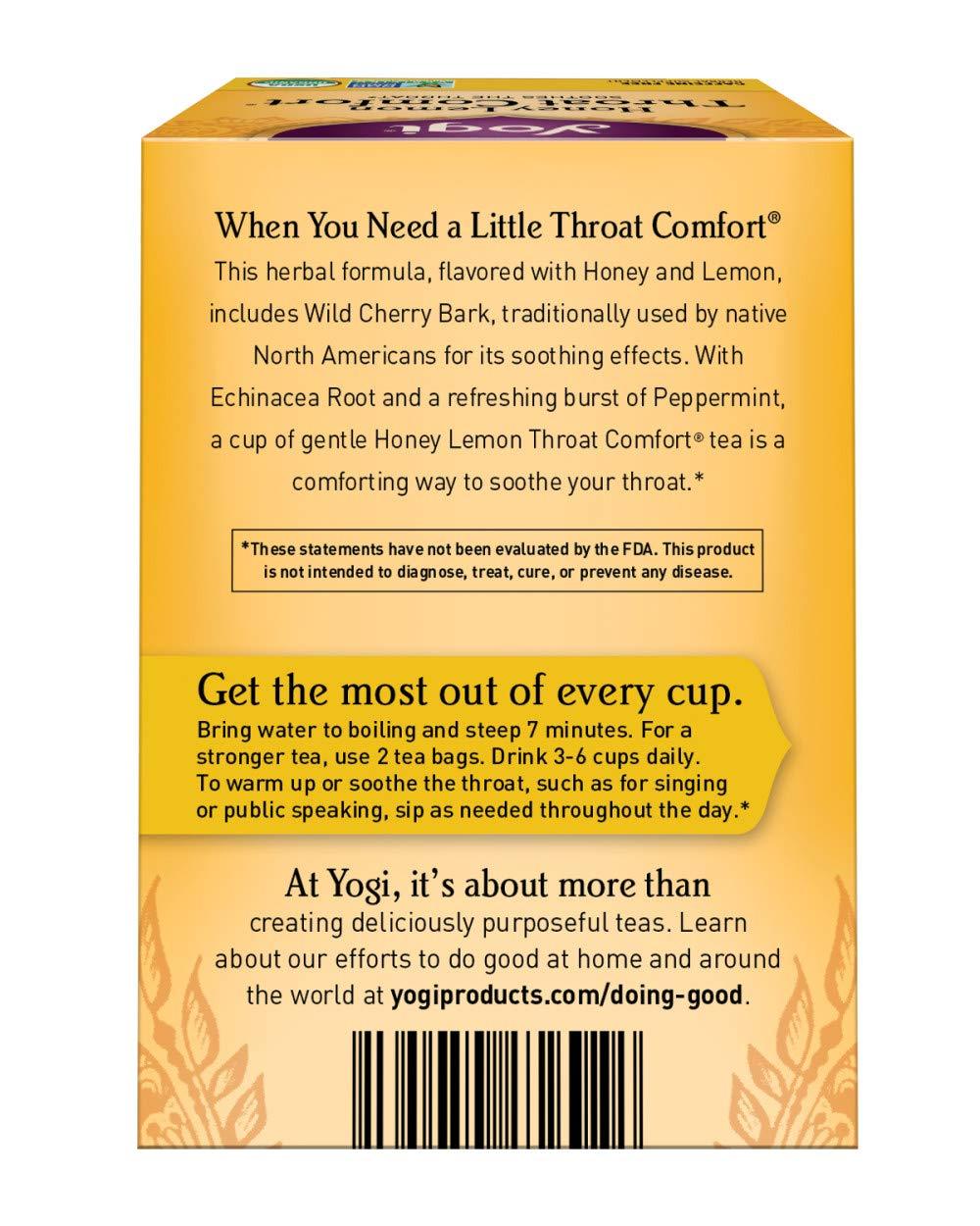 Yogi Tea Honey Lemon Throat Comfort – Nightly Wind-Down Herbal Tea for Cozy Self-Care Rituals