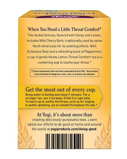 Yogi Tea Honey Lemon Throat Comfort – Nightly Wind-Down Herbal Tea for Cozy Self-Care Rituals