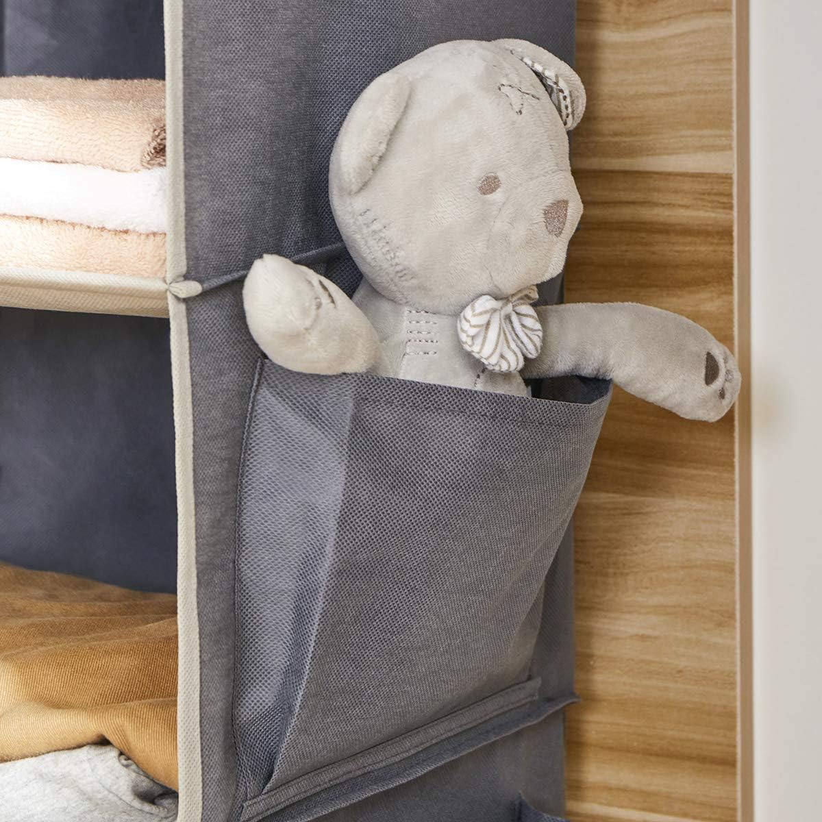 YOUDENOVA Hanging Closet Organizer and Storage – Stylish 6-Shelf Closet Organizer in Grey for Bedroom Decor, Grey