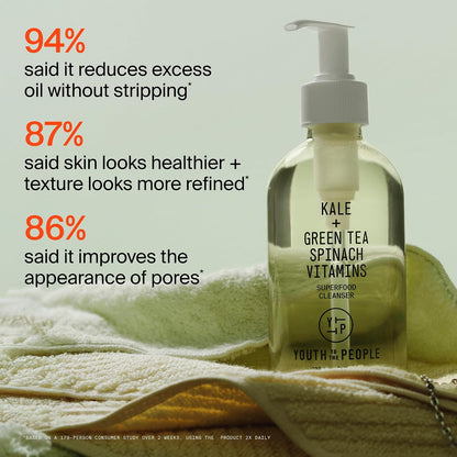 Youth To The People Superfood Cleanser - Plant-Based Kale Gel Cleanser for a Calming Wind-Down Evening Routine