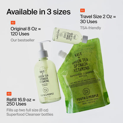 Youth To The People Superfood Cleanser - Plant-Based Kale Gel Cleanser for a Calming Wind-Down Evening Routine