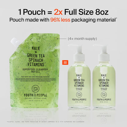 Youth To The People Superfood Cleanser - Plant-Based Kale Gel Cleanser for a Calming Wind-Down Evening Routine