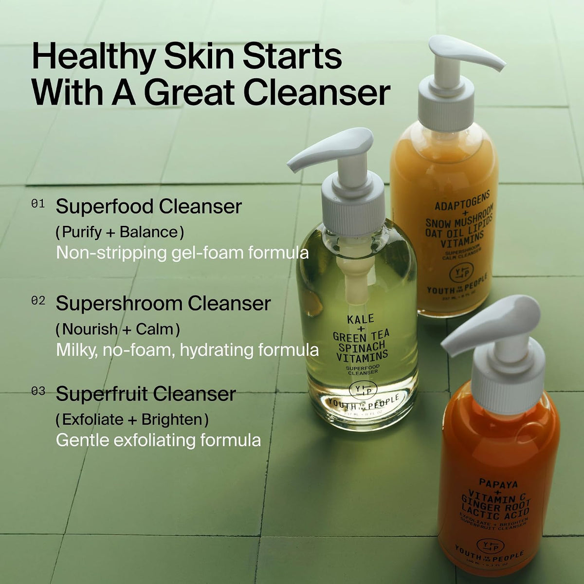 Youth To The People Superfood Cleanser - Plant-Based Kale Gel Cleanser for a Calming Wind-Down Evening Routine
