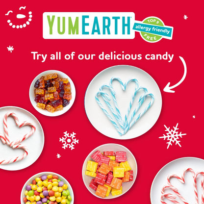 YumEarth Organic Candy Cane Lollipops - Allergen Free Holiday Treat for Safe Classroom Sharing, Dye Free Peppermint Candy, 30 Count