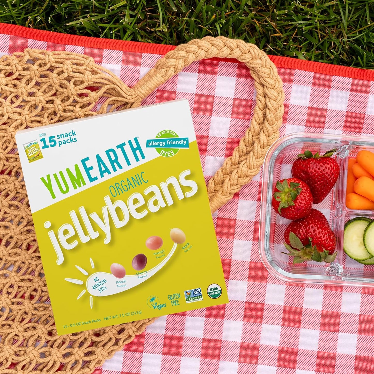 YumEarth Organic Jelly Beans – No Artificial Dye Candy Made with Real Fruit and Vegetable Juice Concentrates, 7.5 oz Pack