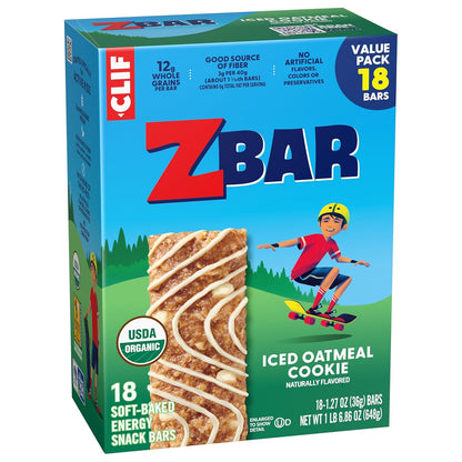 Zbar Iced Oatmeal Cookie – Lunchbox Snack Bars for Picky Eaters, Non-GMO Organic Kids Snacks Chewy Like an Oatmeal Cookie (18 Pack)