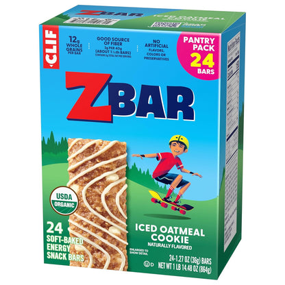 Zbar Iced Oatmeal Cookie Snack Bars – Travel and Road Trip Snack for Families, Individually Wrapped 24 Pack