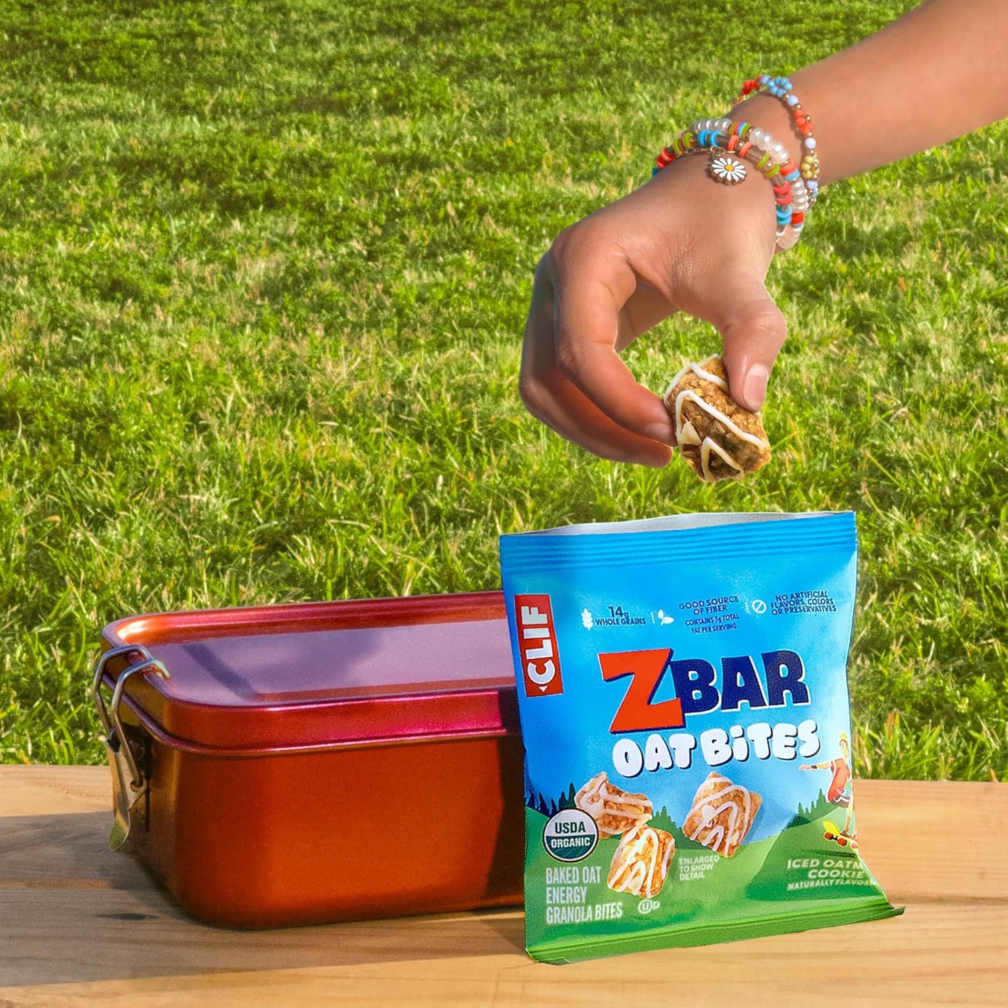 Zbar Oat Bites - Iced Oatmeal Cookie - Portable Organic Snack for Weekend Hikes and Park Outings - 6 Single-Serve Packs