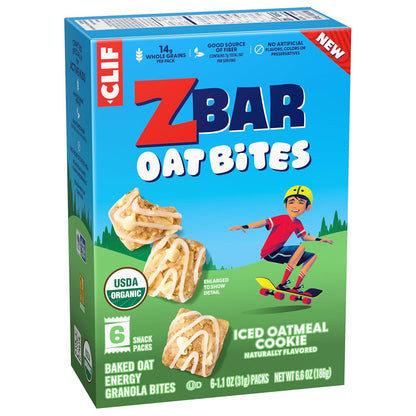 Zbar Oat Bites - Iced Oatmeal Cookie - Portable Organic Snack for Weekend Hikes and Park Outings - 6 Single-Serve Packs