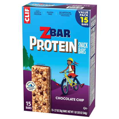Zbar Protein Gluten-Free Snack Bars - Better-For-You Chocolate Chip Bar with 5g Protein from Whey and Pea Blend (15 Pack)