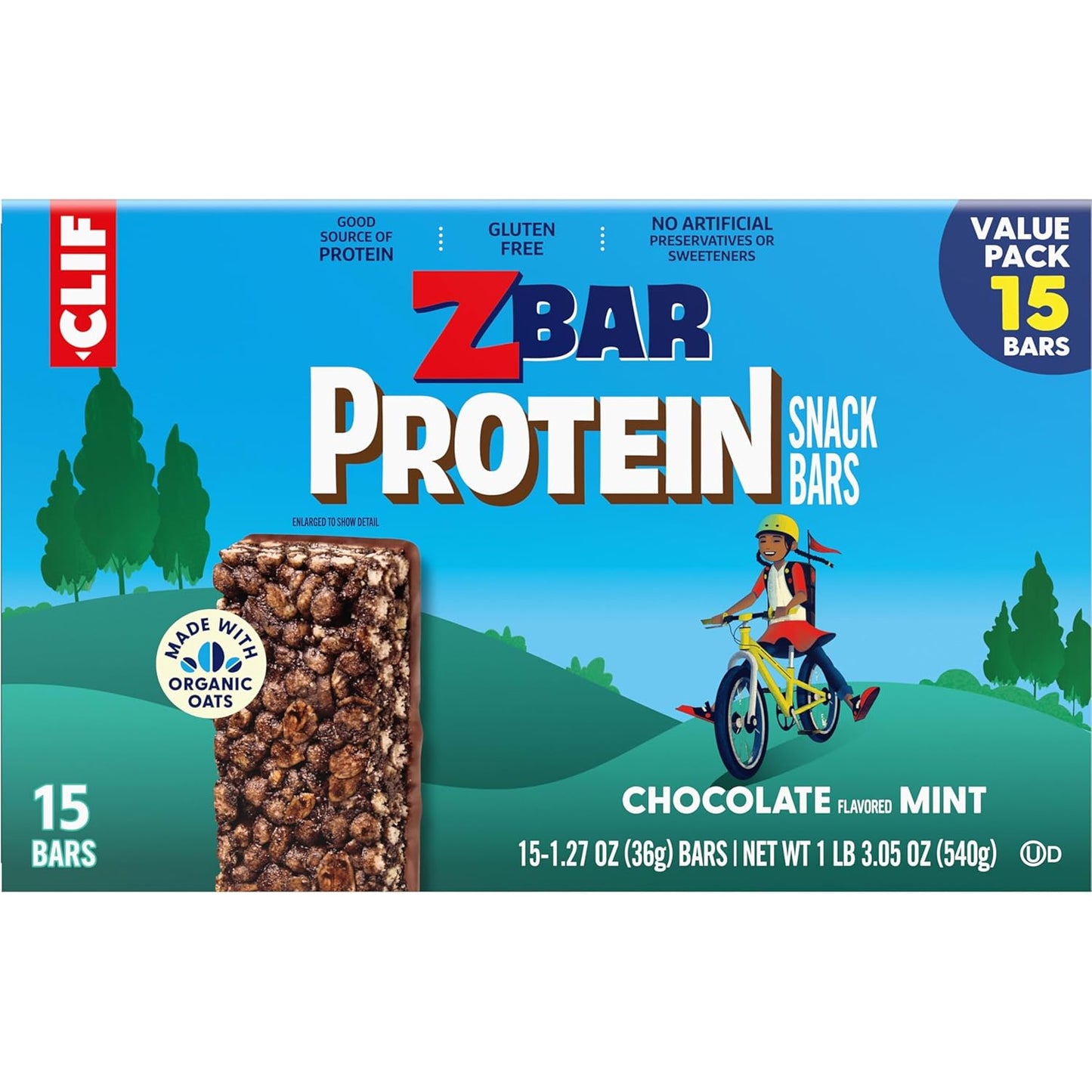 Zbar Protein – Hiking Trail Snack for Kids, Portable Chocolate Mint Bars (15 Pack)