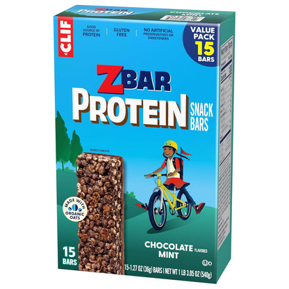 Zbar Protein – Hiking Trail Snack for Kids, Portable Chocolate Mint Bars (15 Pack)